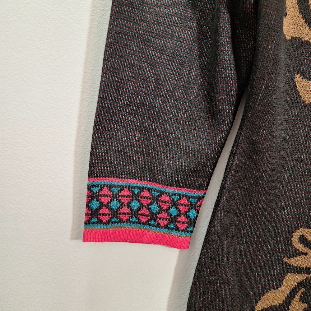 NWT FLYING TOMATO Multicolor Teal Pink Asymmetrical Midi Sweater Dress Medium - Picture 5 of 14